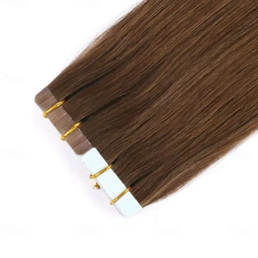 4# Light Brown Remy Human Hair Tape In Extensions Seamless Straight Hair 18Inch 50G 20Pcs