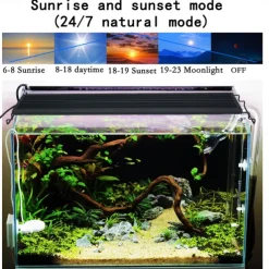 24/7 Lighting Aquarium LED Light, Sunrise-Daylight-Moonlight Mode and DIY Mode, Adjustable Timer Adjustable Brightness Fish Tank Light with Extendable Bracket 7 Colors for Planted Tank