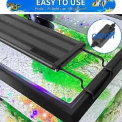 24/7 Lighting Aquarium LED Light, Sunrise-Daylight-Moonlight Mode and DIY Mode, Adjustable Timer Adjustable Brightness Fish Tank Light with Extendable Bracket 7 Colors for Planted Tank