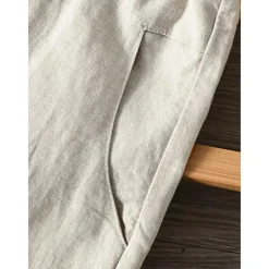 100% Linen Men's Linen Pants Trousers Summer Pants Tapered Carrot Pants Pocket Drawstring Elastic Waist Plain Breathable Comfortable Daily Vacation Going out Classic Casual Black White