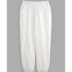 100% Linen Men's Linen Pants Trousers Summer Pants Drawstring Elastic Waist Elastic Cuff Plain Breathable Comfortable Daily Vacation Going out Classic Casual Black Navy Blue