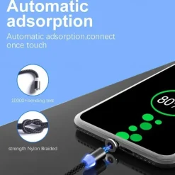 2023 magnetic USB cable LED magnetic charging cable suitable for iPhone micro USB C type fast charging magnet charger mobile phone cable