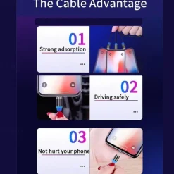 2023 magnetic USB cable LED magnetic charging cable suitable for iPhone micro USB C type fast charging magnet charger mobile phone cable
