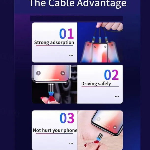 2023 magnetic USB cable LED magnetic charging cable suitable for iPhone micro USB C type fast charging magnet charger mobile phone cable