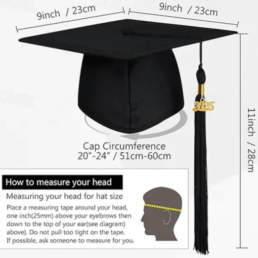 2025 Matte Graduation Cap with 2025 Tassel for Adults High School and Bachelor Master