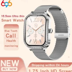 696 MK88 Smart Watch 1.75 inch Smart Band Fitness Bracelet Bluetooth Call Reminder Sleep Tracker Heart Rate Monitor Compatible with Android iOS Women Hands-Free Calls Message Reminder IPX-0 36mm