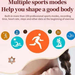 696 MK88 Smart Watch 1.75 inch Smart Band Fitness Bracelet Bluetooth Call Reminder Sleep Tracker Heart Rate Monitor Compatible with Android iOS Women Hands-Free Calls Message Reminder IPX-0 36mm