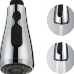 2 Modes Kitchen Sink Faucet Head Replacement, Excellent Quality Helmet Lining-Surface Treatment-Chrome Faucet Spout Pull Out Pull Down Kitchen Faucet Sprayer