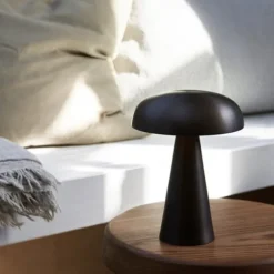 8" Mushroom Shaped Cordless Table Lamp Metal Rechargeable Touch Dimming Type-C Indoor Bedroom Living Room Dining Room Atmosphere Desk Lamp