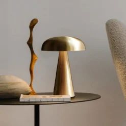 8" Mushroom Shaped Cordless Table Lamp Metal Rechargeable Touch Dimming Type-C Indoor Bedroom Living Room Dining Room Atmosphere Desk Lamp