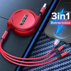 2023 New 3 In 1 Retractable USB Cable Mobile Phone Universal Charger Cable Fast Charging Cable USB Cable for Iphone for samsung for HUAWEI for Xiaomi for OPPO for Google