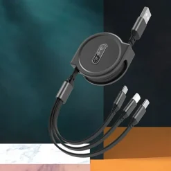 2023 New 3 In 1 Retractable USB Cable Mobile Phone Universal Charger Cable Fast Charging Cable USB Cable for Iphone for samsung for HUAWEI for Xiaomi for OPPO for Google