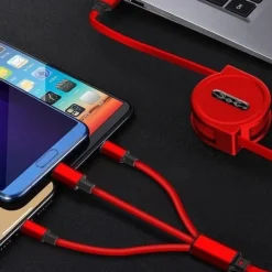 2023 New 3 In 1 Retractable USB Cable Mobile Phone Universal Charger Cable Fast Charging Cable USB Cable for Iphone for samsung for HUAWEI for Xiaomi for OPPO for Google