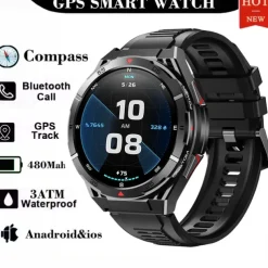 2025 New 1.43 inch GPS Compass Altitude Outdoor Barometer SmartWatch HD 466*466 AMOLED Screen Heart rate Bluetooth Call IP68 Waterproof Man Smart Bracelet