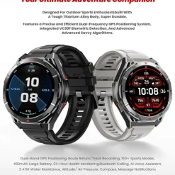 2025 New 1.43 inch GPS Compass Altitude Outdoor Barometer SmartWatch HD 466*466 AMOLED Screen Heart rate Bluetooth Call IP68 Waterproof Man Smart Bracelet