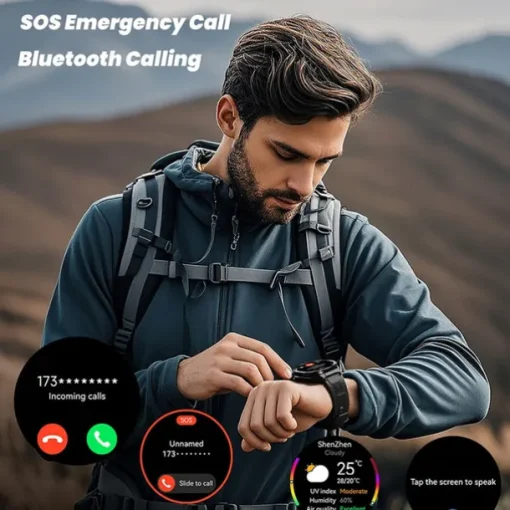 2025 New 1.43 inch GPS Compass Altitude Outdoor Barometer SmartWatch HD 466*466 AMOLED Screen Heart rate Bluetooth Call IP68 Waterproof Man Smart Bracelet