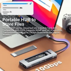 2023 NEW 8-in-1 USB Hub With Disk Storage Function USB Type-c to HDMI-Compatible Laptop Dock Station For Macbook Pro Air M1 M2