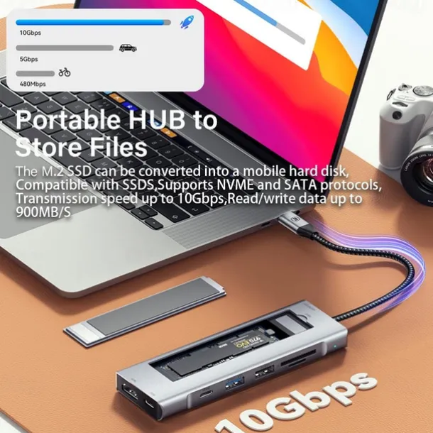 2023 NEW 8-in-1 USB Hub With Disk Storage Function USB Type-c to HDMI-Compatible Laptop Dock Station For Macbook Pro Air M1 M2