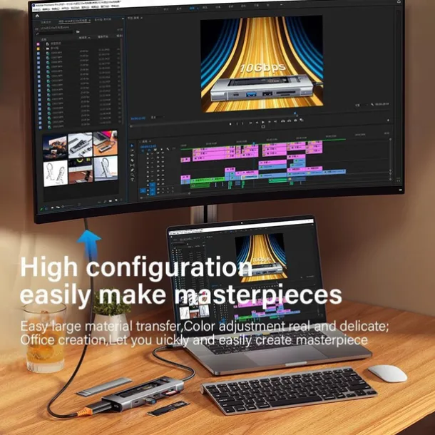 2023 NEW 8-in-1 USB Hub With Disk Storage Function USB Type-c to HDMI-Compatible Laptop Dock Station For Macbook Pro Air M1 M2