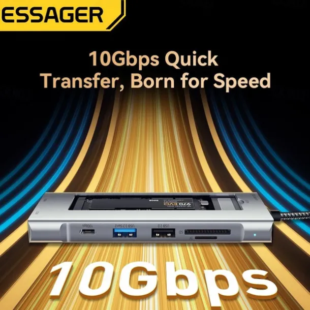 2023 NEW 8-in-1 USB Hub With Disk Storage Function USB Type-c to HDMI-Compatible Laptop Dock Station For Macbook Pro Air M1 M2