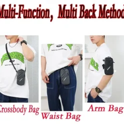 2023 New Multi Functional 3 IN 1 Outdoor Sports Fitness Running Mountaineering Mobile Phone Bag Travel Small Bag Cross Body Waist Hanging Arm Bag Single Shoulder Bag