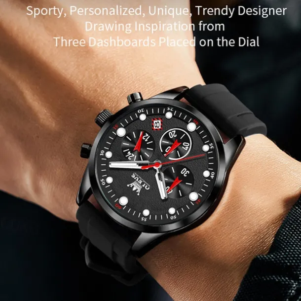 2024 New Olevs Brand Men'S Watches Chronograph Calendar 24-Hour Indication Quartz Watch Three Eyes Six Hands Waterproof Sports Men'S Wristwatch