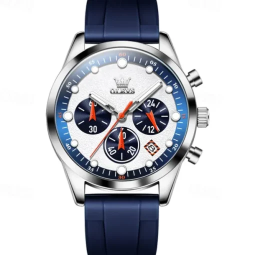 2024 New Olevs Brand Men'S Watches Chronograph Calendar 24-Hour Indication Quartz Watch Three Eyes Six Hands Waterproof Sports Men'S Wristwatch