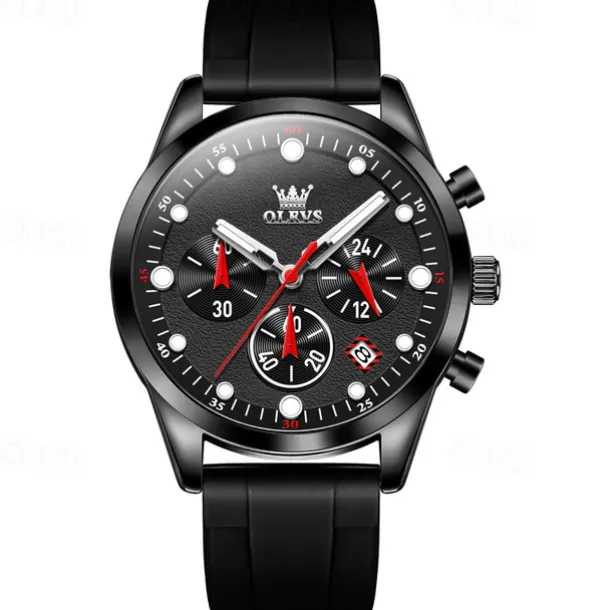 2024 New Olevs Brand Men'S Watches Chronograph Calendar 24-Hour Indication Quartz Watch Three Eyes Six Hands Waterproof Sports Men'S Wristwatch