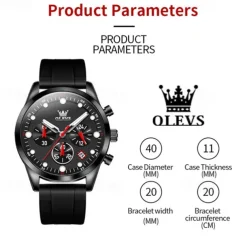 2024 New Olevs Brand Men'S Watches Chronograph Calendar 24-Hour Indication Quartz Watch Three Eyes Six Hands Waterproof Sports Men'S Wristwatch