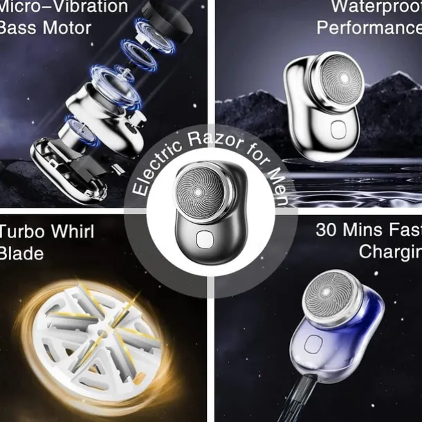 2023 New Upgrade Powerful Storm Shaver Men's Electric Shavers, Rechargeable USB Electric Shaver, Portable Mini Shaver, Pocket Size Wet and Dry, Easy One-Button Use