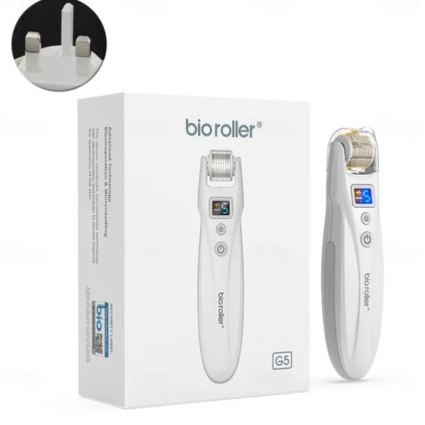 2023 Newest 540pins EMS Derma Roller Micro Current Microneedling Roller with Red Blue Light Therapy and Vibration Bio Roller G5