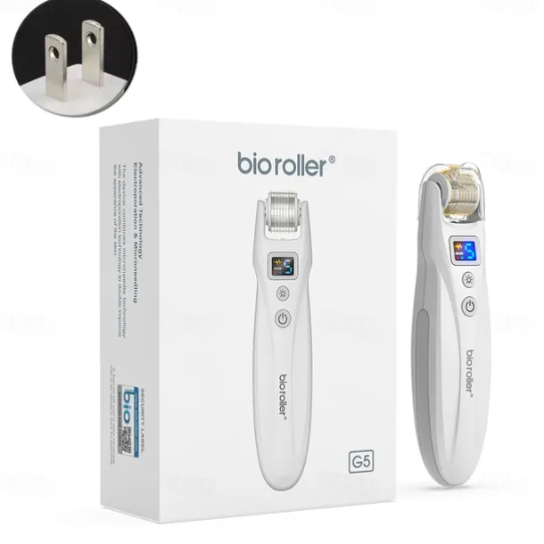 2023 Newest 540pins EMS Derma Roller Micro Current Microneedling Roller with Red Blue Light Therapy and Vibration Bio Roller G5