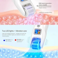 2023 Newest 540pins EMS Derma Roller Micro Current Microneedling Roller with Red Blue Light Therapy and Vibration Bio Roller G5