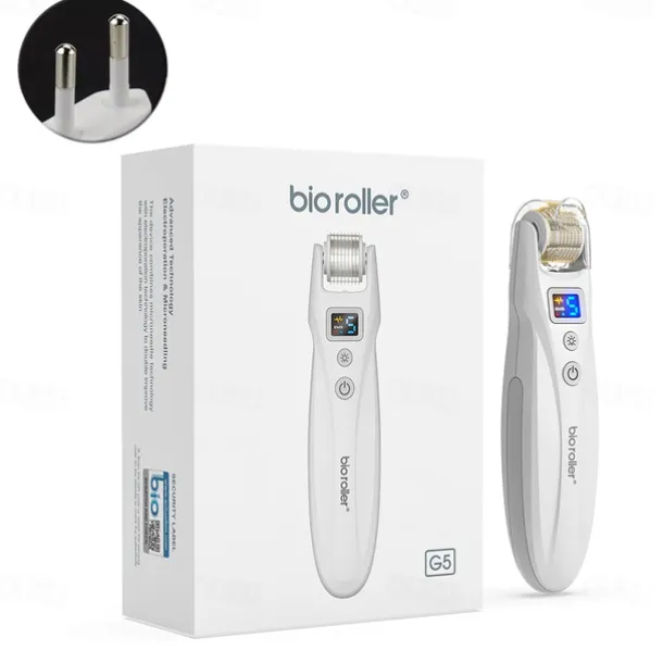 2023 Newest 540pins EMS Derma Roller Micro Current Microneedling Roller with Red Blue Light Therapy and Vibration Bio Roller G5