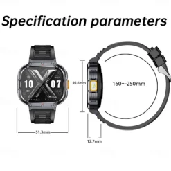 696 NX23 Smart Watch 2 inch Smart Band Fitness Bracelet Bluetooth Pedometer Call Reminder Sleep Tracker Compatible with Android iOS Women Men Hands-Free Calls Message Reminder IPX-0 51mm Watch Case