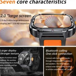 696 NX23 Smart Watch 2 inch Smart Band Fitness Bracelet Bluetooth Pedometer Call Reminder Sleep Tracker Compatible with Android iOS Women Men Hands-Free Calls Message Reminder IPX-0 51mm Watch Case