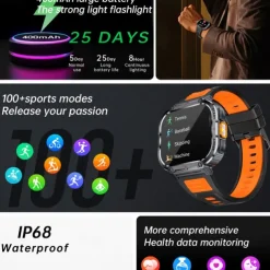 696 NX23 Smart Watch 2 inch Smart Band Fitness Bracelet Bluetooth Pedometer Call Reminder Sleep Tracker Compatible with Android iOS Women Men Hands-Free Calls Message Reminder IPX-0 51mm Watch Case