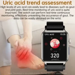 696 P300 Air Pump Blood Glucose Watch Smart Watch 1.83 inch Bluetooth Pedometer Call Reminder Sleep Tracker Compatible with Android iOS Men Hands-Free Calls Message Reminder IP67 40mm