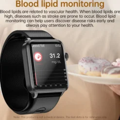 696 P300 Air Pump Blood Glucose Watch Smart Watch 1.83 inch Bluetooth Pedometer Call Reminder Sleep Tracker Compatible with Android iOS Men Hands-Free Calls Message Reminder IP67 40mm