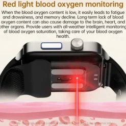 696 P300 Air Pump Blood Glucose Watch Smart Watch 1.83 inch Bluetooth Pedometer Call Reminder Sleep Tracker Compatible with Android iOS Men Hands-Free Calls Message Reminder IP67 40mm