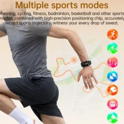 696 P300 Air Pump Blood Glucose Watch Smart Watch 1.83 inch Bluetooth Pedometer Call Reminder Sleep Tracker Compatible with Android iOS Men Hands-Free Calls Message Reminder IP67 40mm