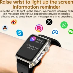 696 P300 Air Pump Blood Glucose Watch Smart Watch 1.83 inch Bluetooth Pedometer Call Reminder Sleep Tracker Compatible with Android iOS Men Hands-Free Calls Message Reminder IP67 40mm