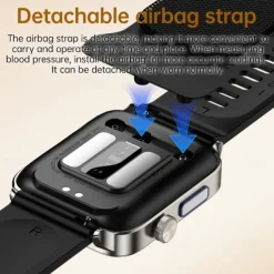 696 P300 Air Pump Blood Glucose Watch Smart Watch 1.83 inch Bluetooth Pedometer Call Reminder Sleep Tracker Compatible with Android iOS Men Hands-Free Calls Message Reminder IP67 40mm