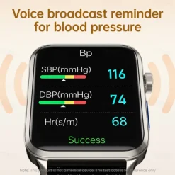 696 P300 Air Pump Blood Glucose Watch Smart Watch 1.83 inch Bluetooth Pedometer Call Reminder Sleep Tracker Compatible with Android iOS Men Hands-Free Calls Message Reminder IP67 40mm