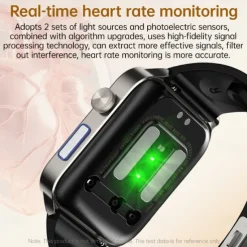 696 P300 Air Pump Blood Glucose Watch Smart Watch 1.83 inch Bluetooth Pedometer Call Reminder Sleep Tracker Compatible with Android iOS Men Hands-Free Calls Message Reminder IP67 40mm