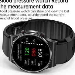 696 P70 Blood Glucose Watch Smart Watch 1.32 inch Smart Band Fitness Bracelet Bluetooth ECG+PPG Temperature Monitoring Pedometer Compatible with Android iOS Men Message Reminder IP 67 43mm Watch Case