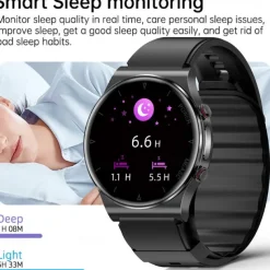 696 P70 Blood Glucose Watch Smart Watch 1.32 inch Smart Band Fitness Bracelet Bluetooth ECG+PPG Temperature Monitoring Pedometer Compatible with Android iOS Men Message Reminder IP 67 43mm Watch Case