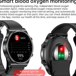 696 P70 Blood Glucose Watch Smart Watch 1.32 inch Smart Band Fitness Bracelet Bluetooth ECG+PPG Temperature Monitoring Pedometer Compatible with Android iOS Men Message Reminder IP 67 43mm Watch Case