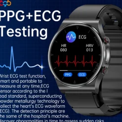 696 P70 Blood Glucose Watch Smart Watch 1.32 inch Smart Band Fitness Bracelet Bluetooth ECG+PPG Temperature Monitoring Pedometer Compatible with Android iOS Men Message Reminder IP 67 43mm Watch Case