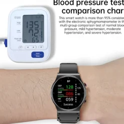 696 P70 Blood Glucose Watch Smart Watch 1.32 inch Smart Band Fitness Bracelet Bluetooth ECG+PPG Temperature Monitoring Pedometer Compatible with Android iOS Men Message Reminder IP 67 43mm Watch Case